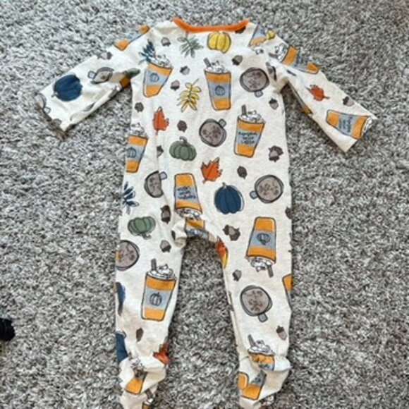 Mud Pie Size 3-6 Months Footie Pajama Pumpkin Spice Fall Cozy Adorable Pumpkin - Picture 7 of 9